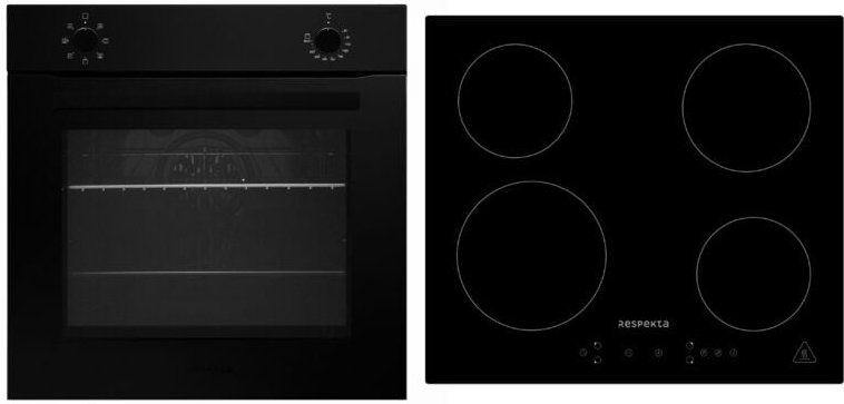 Backofen Herd Matt Schwarz Kochfeld Induktion Einbau autark rahmenlos Respekta