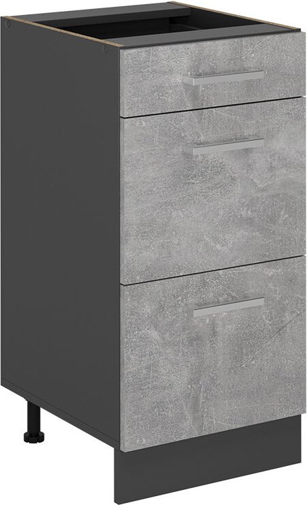 Küchenunterschrank R-Line, Beton, 40 cm mit Schubladen, ohne Arbeitsplatte Vicco