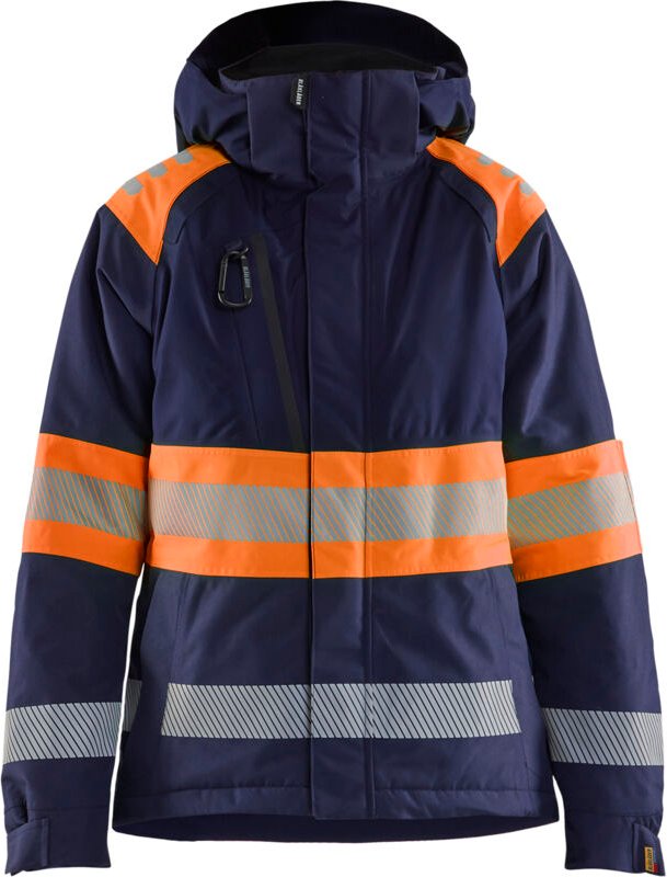 Arbeitsjacke Winter Hochsichtbarkeit Damen Klasse 1 - Marine/Orange XXXL
