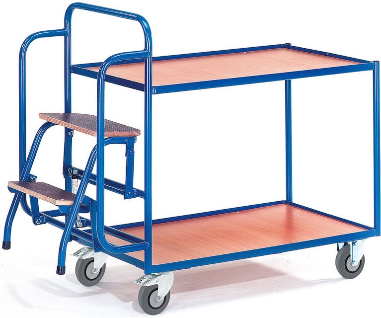 Rollcart Kommissionierwagen 1135mm hoch mit 2 Trittstufen und 3 Etagen 990x590mm
