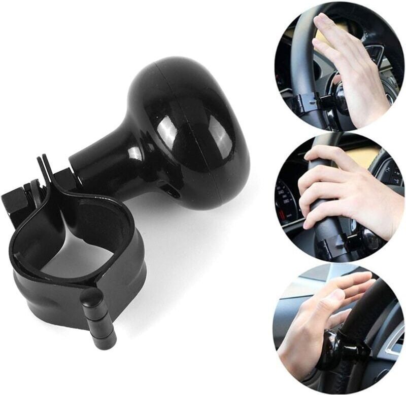 Thumbnail - Universeller elektrischer Lenkradknopf, drehbarer Griff, schwarz, für Auto, lkw, suv, Traktor, Boot, Rasenmäher. mumu