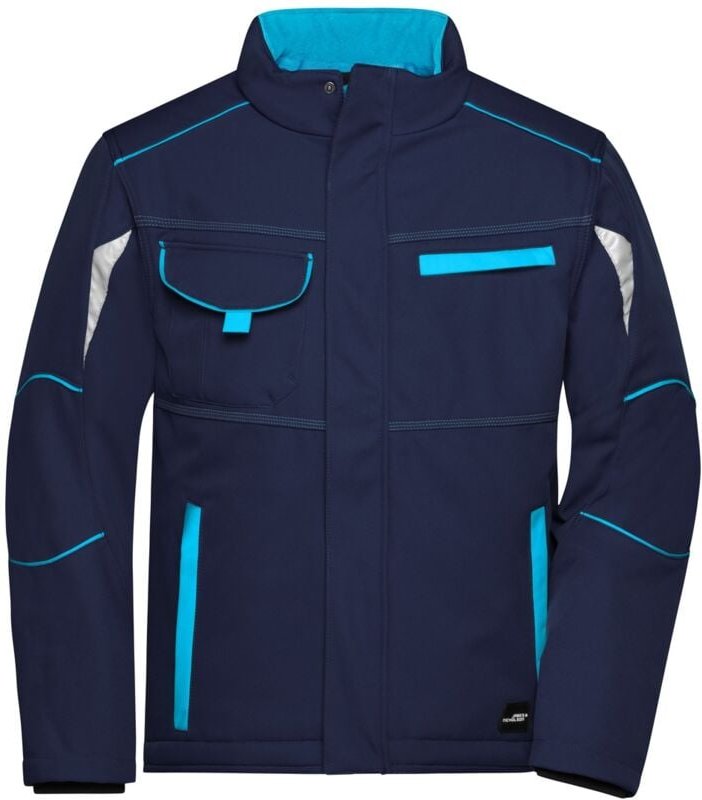 Thumbnail - James&nicholson - Softshelljacke mit warmem Innenfutter JN853 Gr. xs navy/turquoise