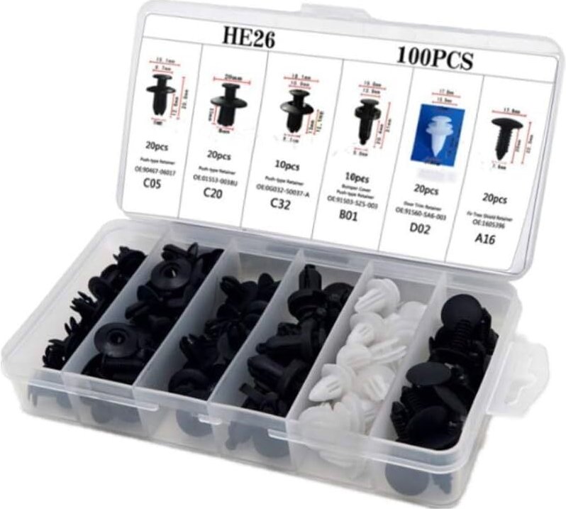 Ugreat - 100 Stück Karosserie-Befestigungsclip für die Karosseriereparatur, Autotürbefestigung mit Stoßstangen-Clip, Uni...