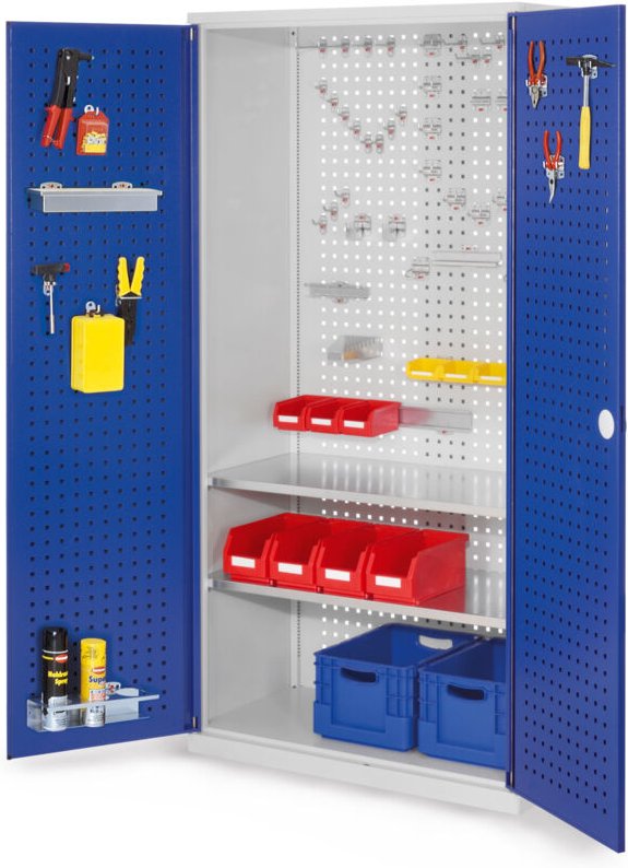 Kappes ®RasterPlan Werkzeugschrank 1950x1000m Modell 5 Tiefe 500mm Lochplattentüren enzianblau