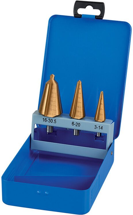 Fervi - Satz mit 3 konischen Lochaufweitwerkzeugen 3ÔÇô30.5mm Schaft a014/03-30s
