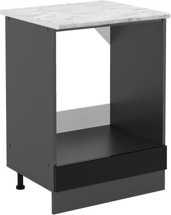 Thumbnail - Herdumbauschrank R-Line, Schwarz Hochglanz, 60 cm ap Marmor Vicco