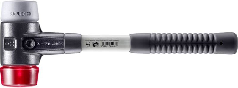 SIMPLEX-Schonhammer, TPE-mid / Plastik mit verstärktem Tempergussgehäuse und Fiberglasstiel D=60 mm 3736.060