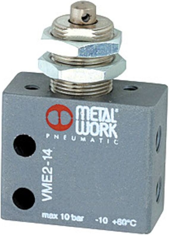 3/2-Miniventil, mech., Stößel, Schalttafeleinbau, nc, M5 seitl. - Riegler