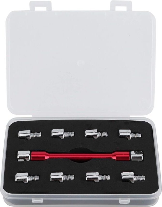 Motorrad-Speichenschlüssel, austauschbarer Drehmomentschlüsselsatz, 10 Größen von 5,0 bis 6,8 mm, Aluminium und Eisen, f...