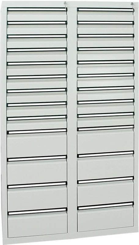 Schubladenschrank Serie sts 410, 26 Schubladen lichtgrau (18x100, 8x200mm) - Stumpf