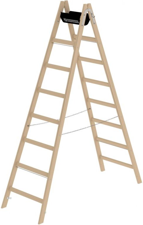 Thumbnail - Günzburger - Steigtechnik Sprossen-Stehleiter Holz 2 x 8 Sprossen - 033216