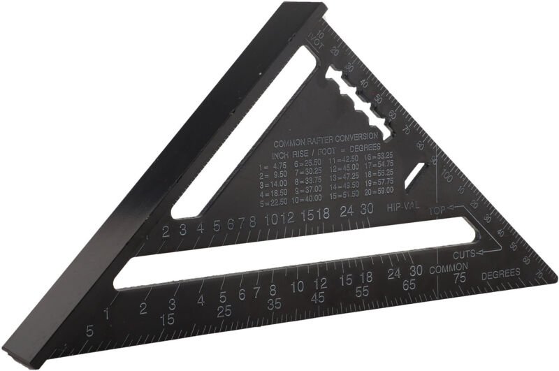 Zoternen - 7 Zoll Aluminiumlegierung metrische schwarze Oxidationsabdeckung Dreieckiger Winkelmesser (metrisch)