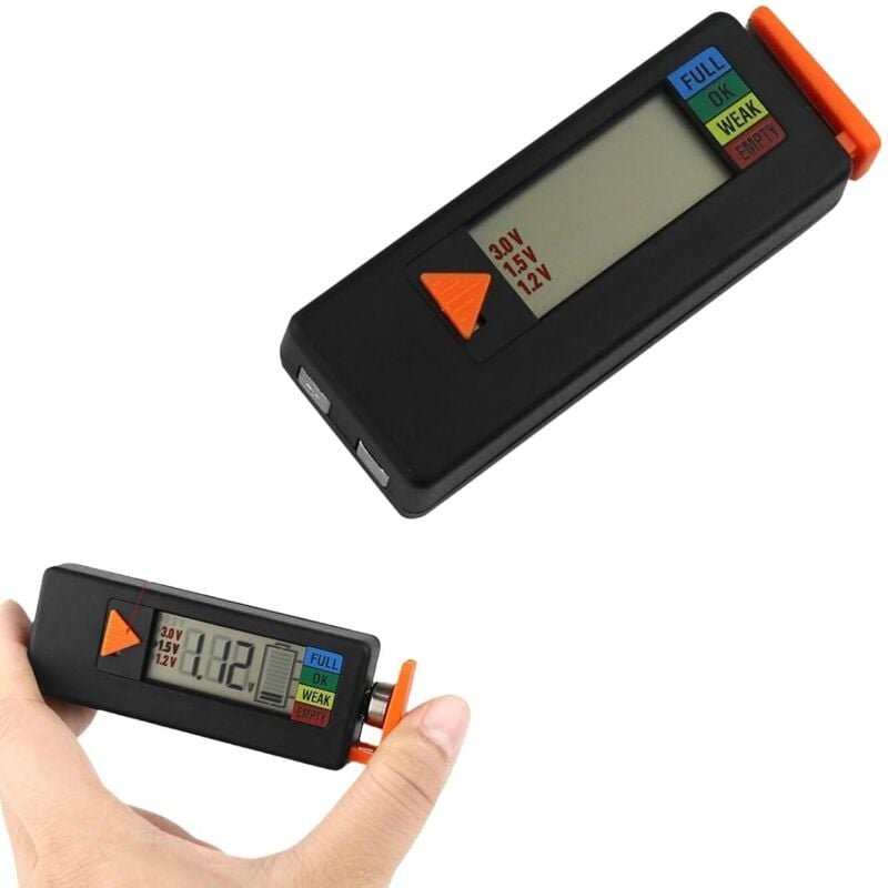 x digitaler Batterietester mit LCD-Display, Leistungsdetektor für AA AAA 9 V-Batterien, Bereich 1,5–9 V, tragbares Tasch...