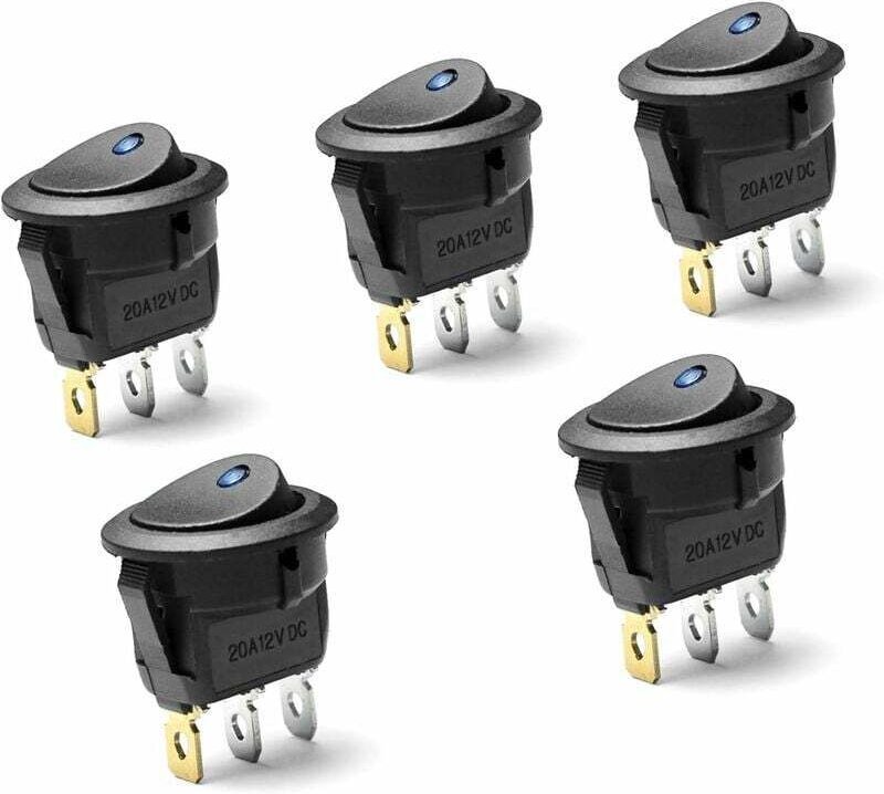 Tigrezy - Stücke dc 20A 12V runder Wippschalter für Auto Boot mit blauer led