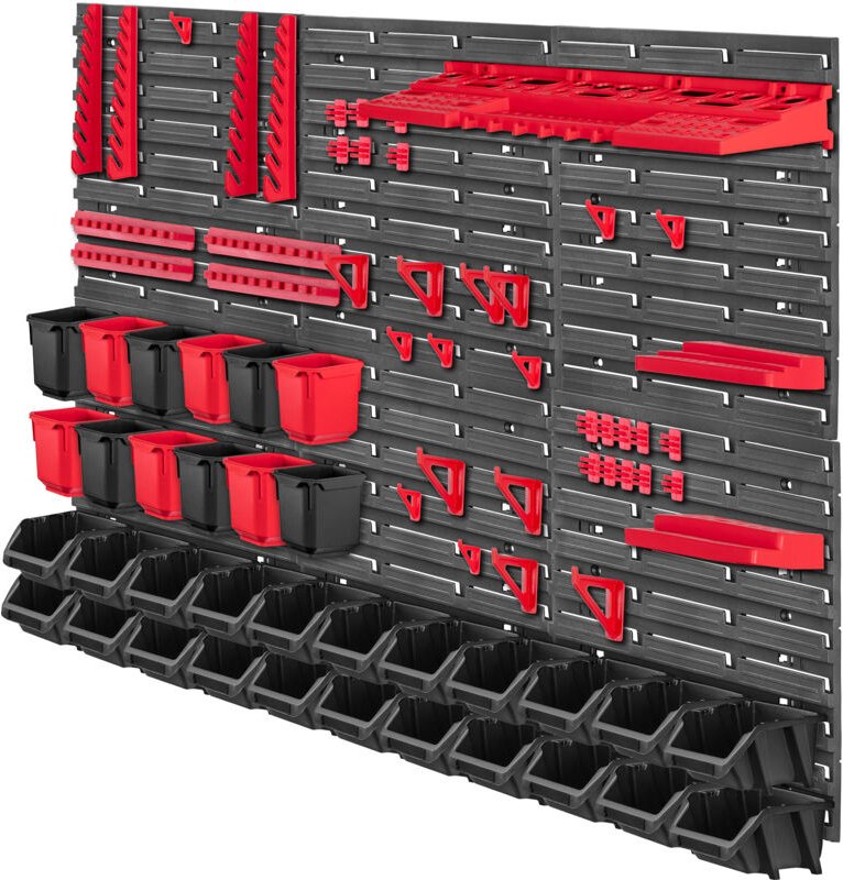 Thumbnail - Werkstattwandregal, Werkstattregal für Garage, Schwarz, 77 Stück, 117x78 cm - Kadax