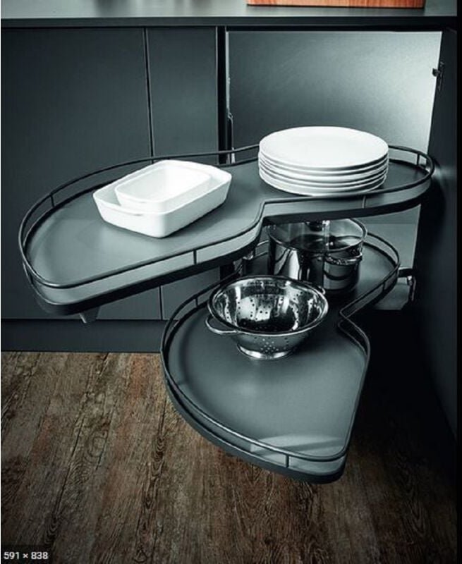 Kesseböhmer Schwenkböden LeMans II classic 60er Tür rechts ausschwenkbar Anthrazit inkl. Achsrohrset