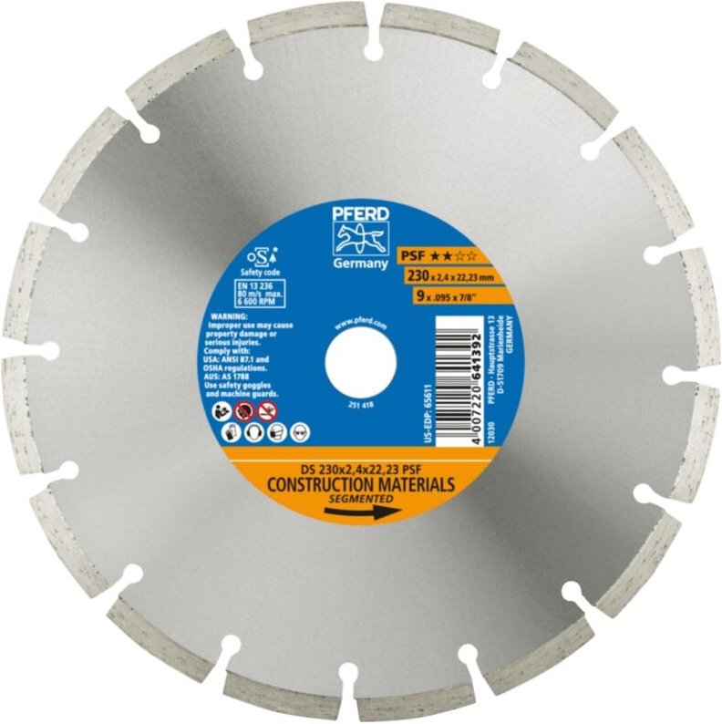 Diamant-Trennscheibe ds 230x2,4x22,23 mm psf für schnelles Trennen von Stein und Beton - Pferd