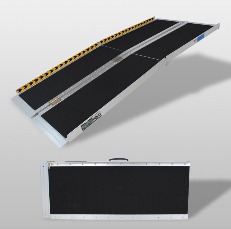 Baumarktplus - trutzholm Auffahrrampe 2-fach klappbar 213 cm Traglast 272 kg Alu grau schwarz beschichtet Rollstuhlrampe