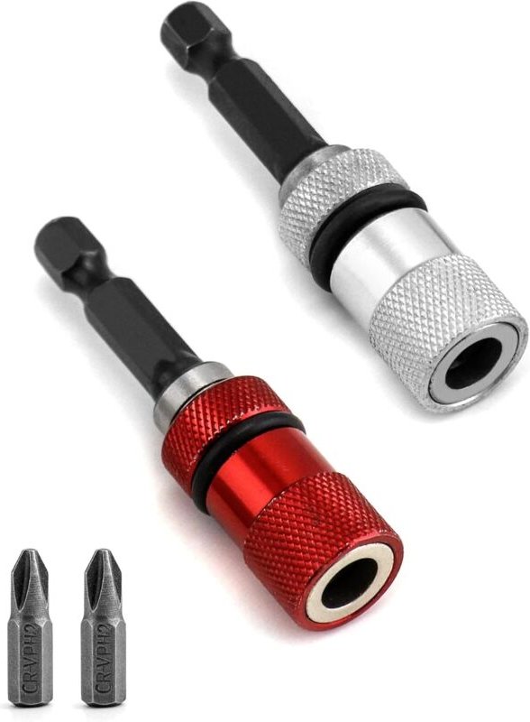 2-teiliger magnetischer Bithalter mit Tiefenanschlag, 1/4-Zoll-Sechskantschaft, inklusive 2 x PH2 Placo-Schraubendreher-...