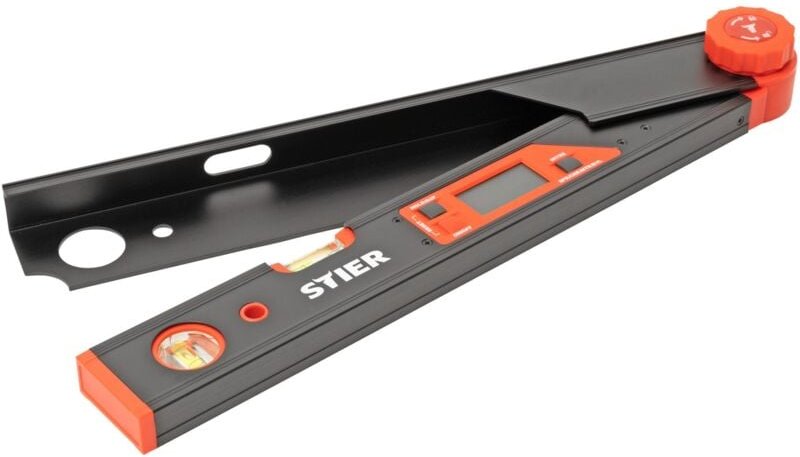 STIER Digitaler Winkelmesser SDW 450 LCD-Display ±0,1° Aluminium 450 mm, Winkelschmiege mit Feststellfunktion, LCD Displ...