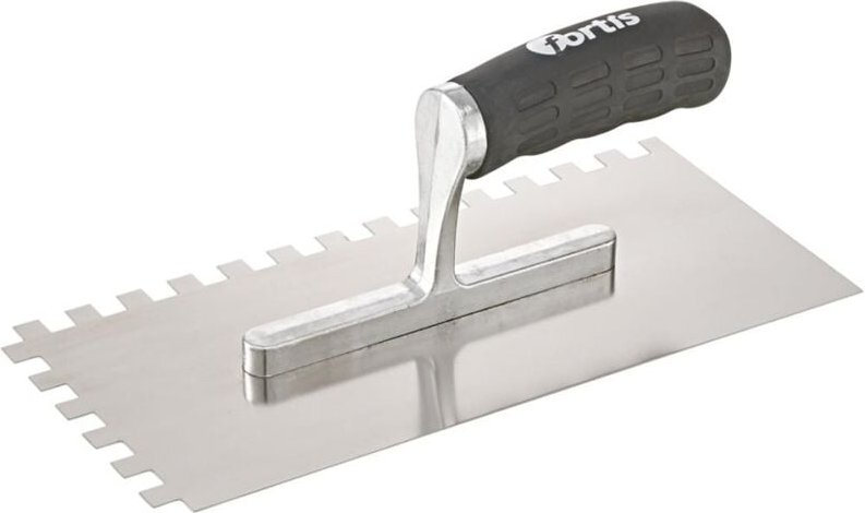 Thumbnail - Glättekelle gezahnt rostfrei 10x10mm Softgriff - Fortis