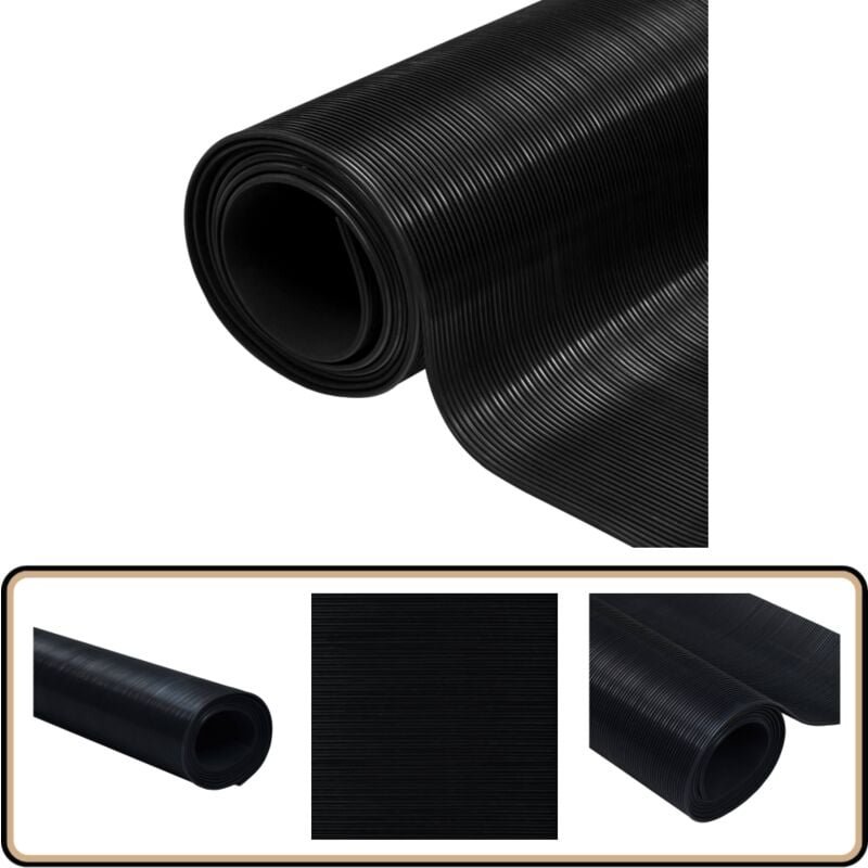 Gummimatte Anti-Rutsch 2 x 1 m Geriffelt - Gummi Matte - Rutschfest - Bodenschutz - Auto Matten - Werkstattmatte