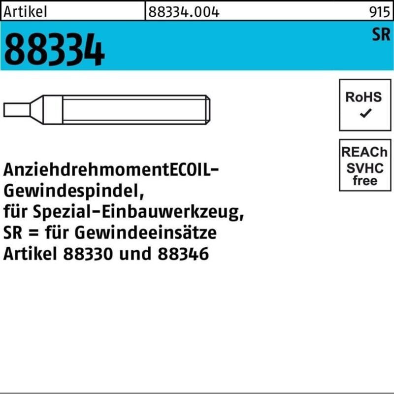 Gewindespindel r 88334 f.Einbauwerkzeug sr m 3 / Nr.1 Stahl