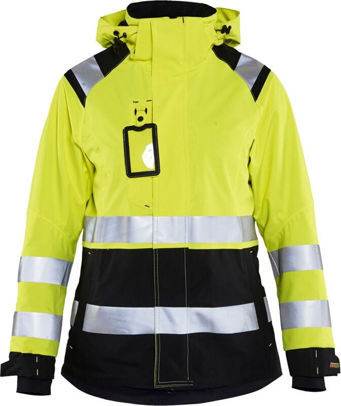 Thumbnail - Arbeitsjacke aus Hardshell mit hoher Sichtbarkeit für Damen 4904 – Neon Gelb/Schwarz XXXL