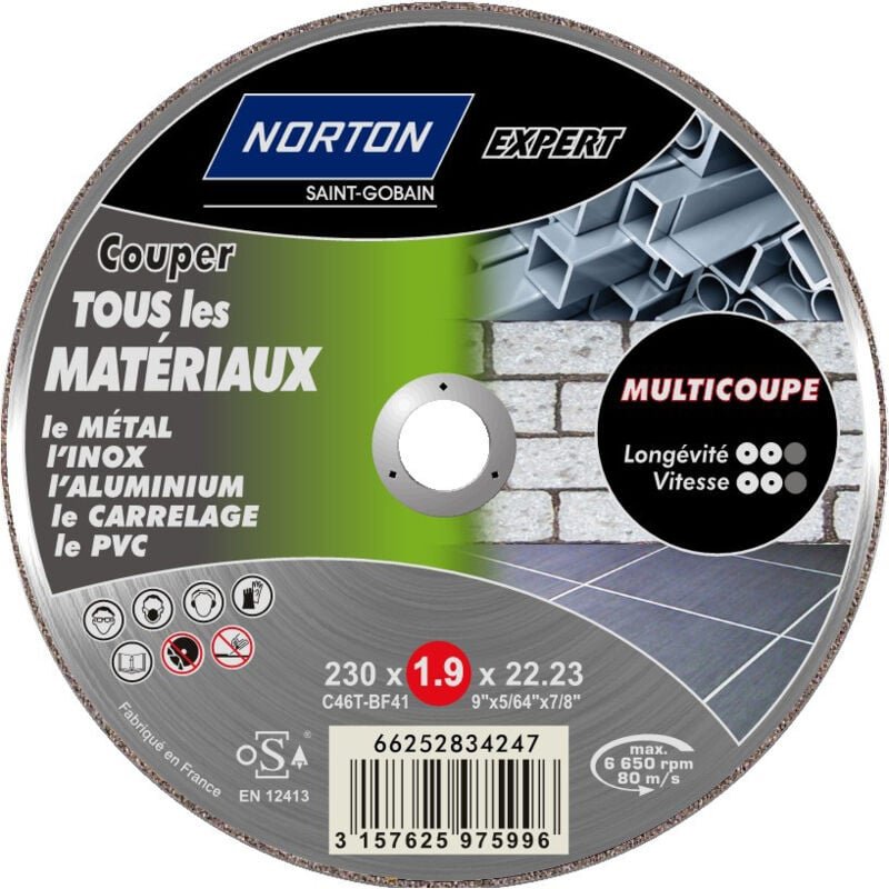 NORTON Multi-Cut-Scheibe für verschiedene Materialien, Durchmesser 230 mm Norton