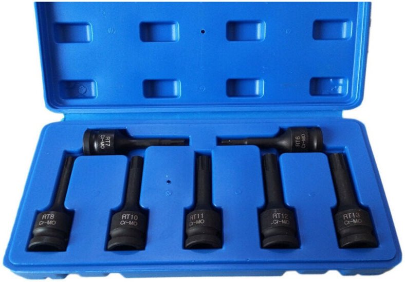 Kit 7 pz chiavi bussola von impact 1/2' torx R6 - RT13 für pneumatic avvitator - - Trade Shop