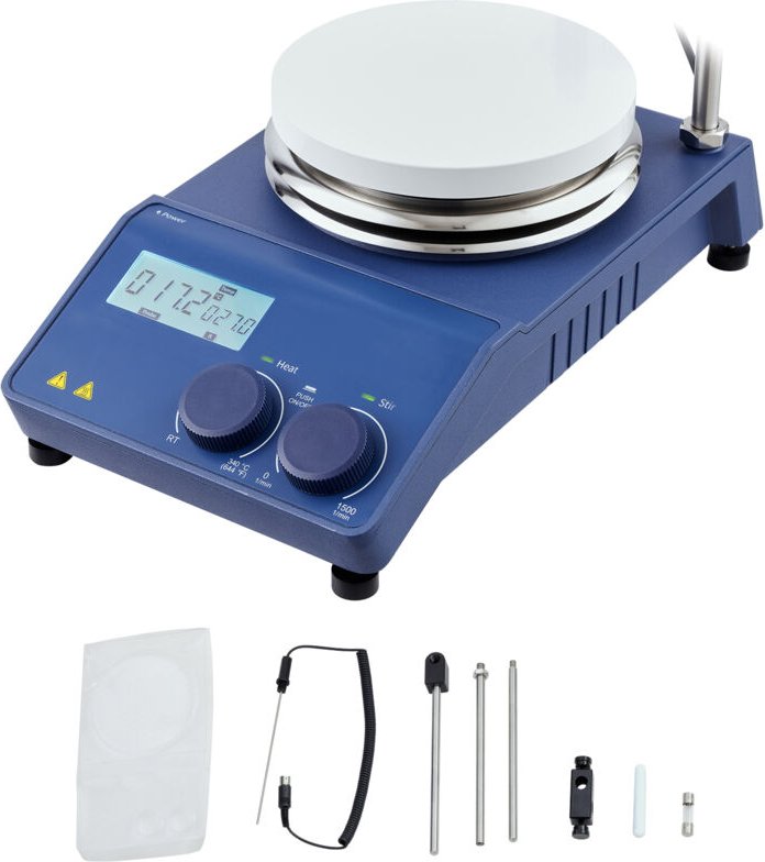 Thumbnail - Mophorn Magnetrührer-Heizplatte, 20 l Fassungsvermögen, 0–1500 U/min, max. 644 °F/340 °C, LED-Anzeige, Ständer und Rührs...
