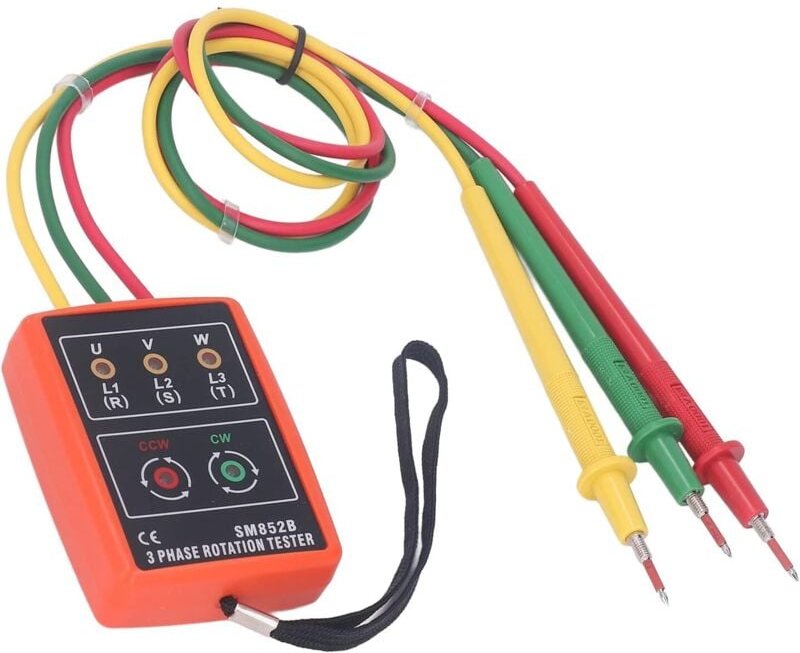 SM852B Dreiphasen-Sequenztester, tragbarer AC-Phasendrehungsanzeiger zur Strom- und Spannungserkennung
