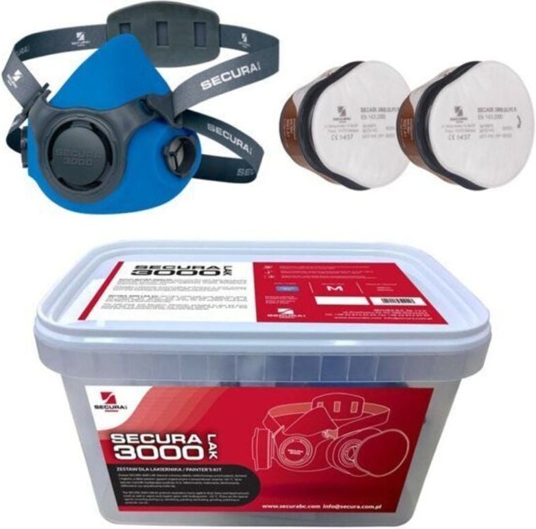 SECURA 3000 LAK Set Maske + Absorber 3021 A1 + Filter SECAIR 3000.02 P2 R