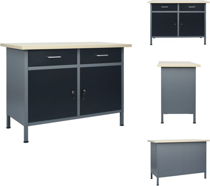 Vidaxl - Werkbänke - Living Werkbank Schwarz 120x60x85 cm Stahl - Schwarz