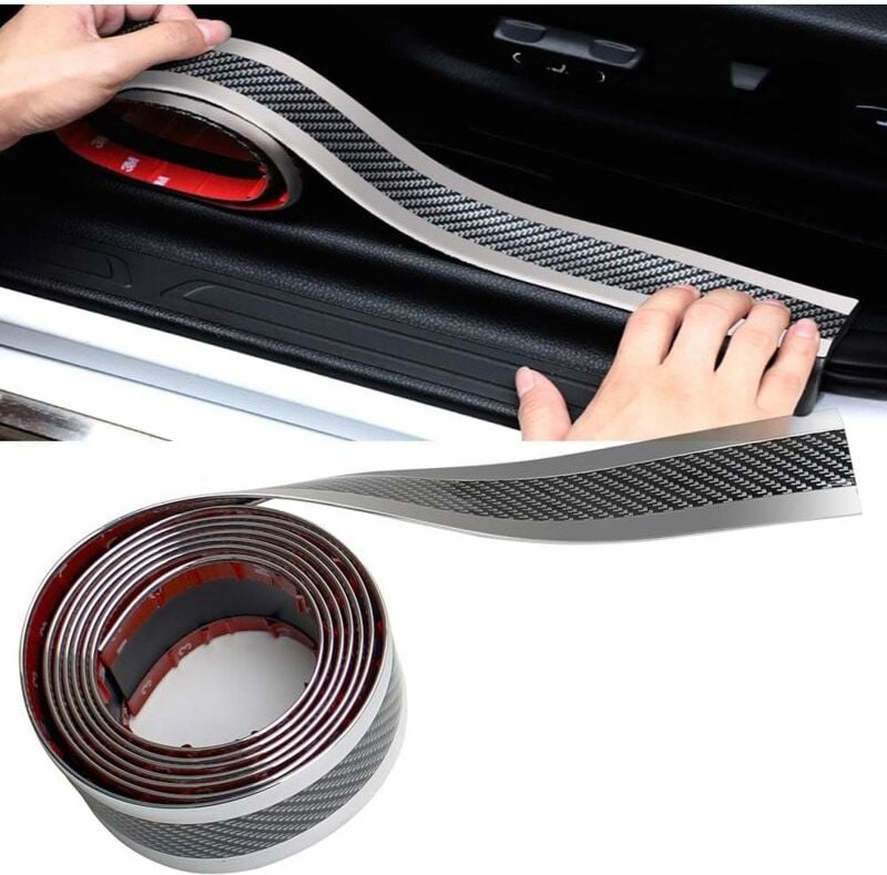 Einstiegsleistenschutz, 5 Meter Kohlefaser-Autotürschutz, Stoßstangenschutz, kratzfester Aufkleber mit starkem Kleber un...
