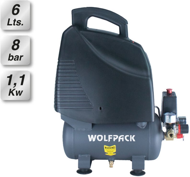 Compresor Wolfpack 6 Litros 1,5 hp Sin Aceite