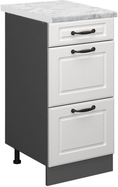 Vicco - Küchenschrank R-Line, Weiß Landhaus, 40 cm ap Marmor