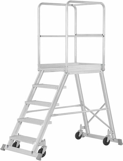 Podesttreppe fahrbar, einseitig begehbar, 5 Stufen, Standhöhe 1,21 m - Hymer