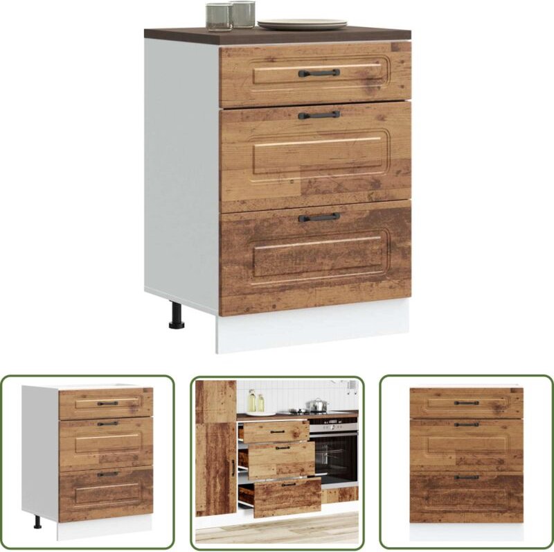 The Living Store - vidaXL Küchenunterschrank Kalmar Altholz-Optik Holzwerkstoff
