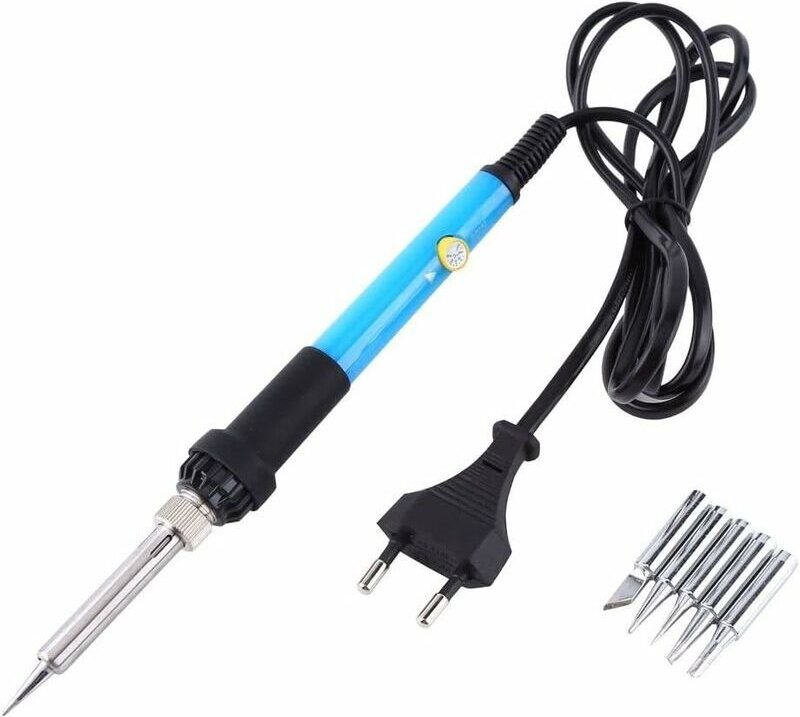 Lötkolben mit einstellbarer Temperatur 60 w + 5 Lötspitzen, europäischer Standard 220 v - Ahlsen
