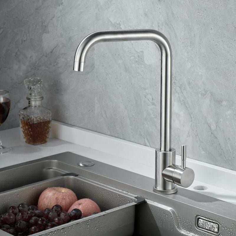 Aiperq - Küchenarmatur aus Edelstahl, Einhebel-Küchenmischbatterie mit 360°-Drehung, hoher Wasserauslass