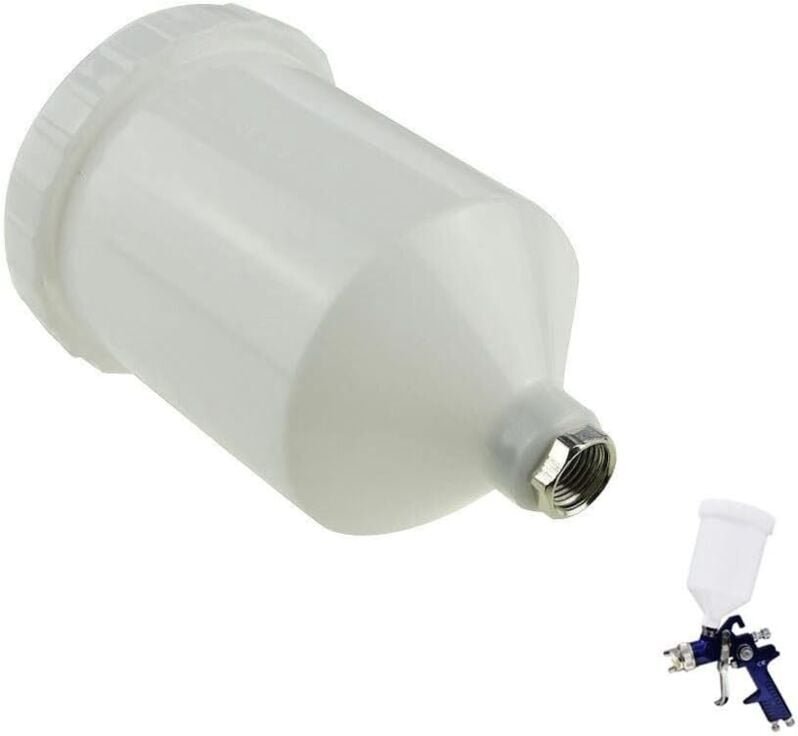 HVLP-Lackierpistole, 600 ml Kunststoffbecher mit Gewindeanschluss, passend für die meisten Spritzpistolen der Automobils...