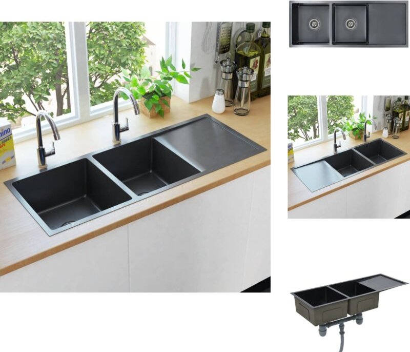 Küchenspülen & Spülbecken - Living Handgefertigte Küchenspüle Schwarz Edelstahl - Schwarz