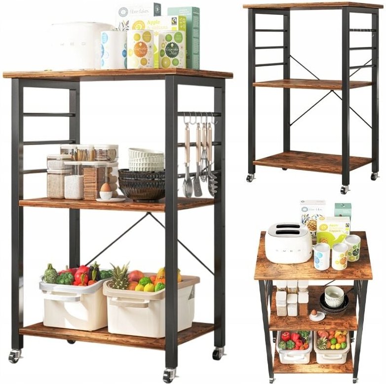 Mobiler Schrank auf Rädern, rustikaler Frühstückstisch, Küchenwagen, Loft