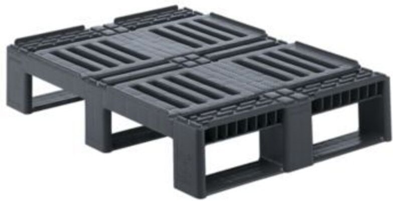 Kunststoffpalette L800xB600xH160mm 3 Kufen mit 7 mm Rand HDPE grau