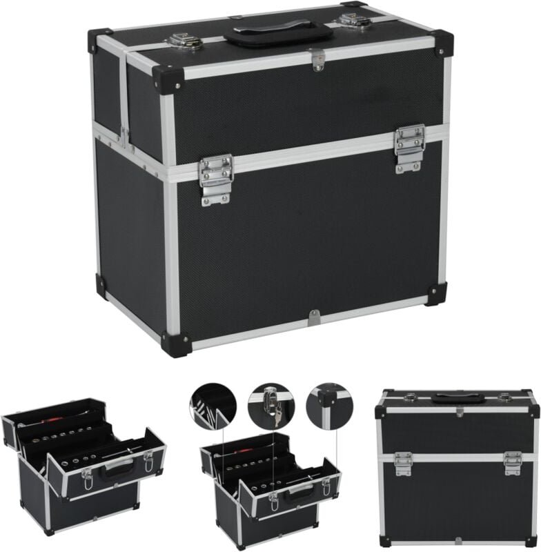 Werkzeugkoffer 38x22,5x34 cm Schwarz Aluminum - Werkzeugkästen - Schwarz - The Living Store