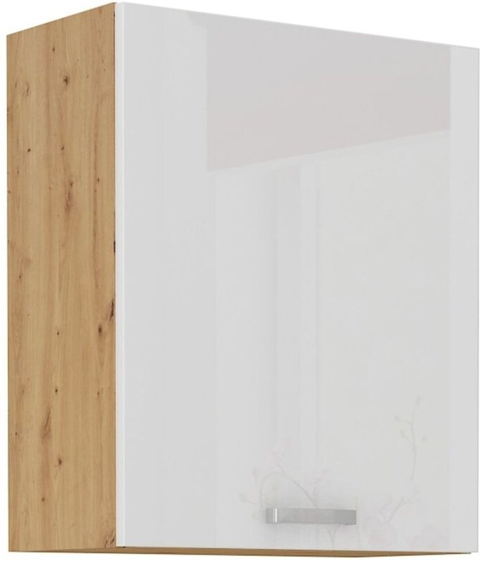 Küchen Preisbombe - Hängeschrank 60 cm Eiche Artisan + Weiß Hochglanz Küchenzeile Küchenblock Küche