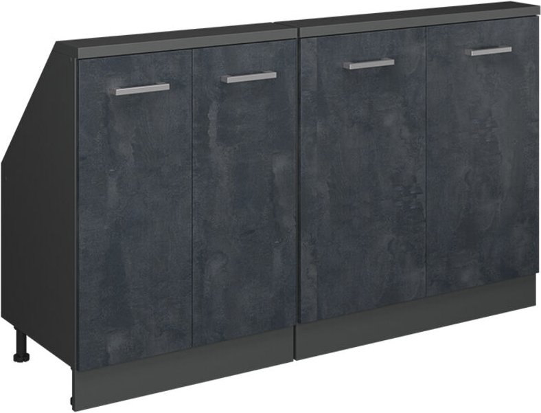 Dachschrägenschrank-Set Rion, Schwarz Beton/Anthrazit, 2er Set, Vicco