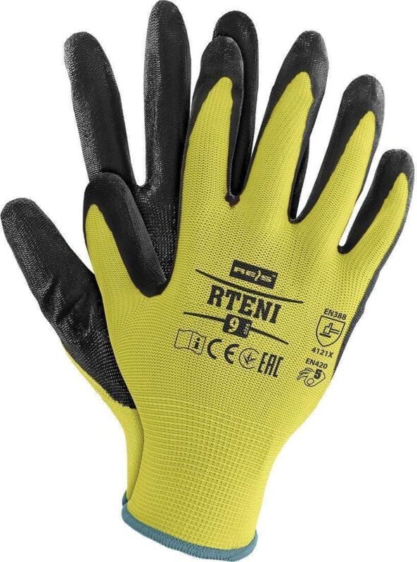 Gelbe Arbeitshandschuhe mit Nitrilbeschichtung 8