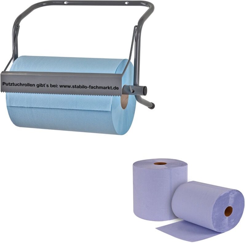 Dema - Komplett-Set Putztuchrollenhalter und 2 Putztuchrollen 500 Blatt